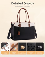 LOVEVOOK 15.6 17 pouces, sacoche de travail multi-poches grande capacité pour le bureau, les voyages, sac à main pour ordinateur portable avec porte-gobelet et pochette