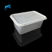 Boîte d'emballage rectangulaire en plastique blanc de qualité alimentaire PP, compatible micro-ondes, avec couvercle, pour le stockage de bœuf congelé, boîte à bento