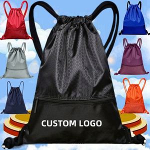 Student Sports Fitness <b>Drawstring</b> <b>Backpack</b> Simple Design Bapa Waterproof Polyester Lining for Basketball Football - Product Image 1