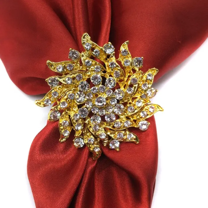 wholesale gold metal wedding bling rhinestone decorative napkin rings