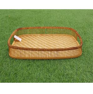 Bandeja Redonda de Bambú Ecológica al por Mayor con Asas, Bandeja Decorativa de Madera Natural para Servir Desayuno y Café en la Mesa - Product Image 3