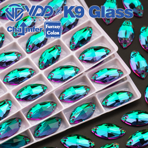 VDD Navette 9x18mm 36 pièces, strass à coudre en verre K9 de qualité supérieure, couleur Héliotrope, à dos plat pour la décoration de vêtements - Product Image 4
