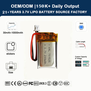 Литий-полимерный аккумулятор 3.7V 701525 200mAh (LiPo) в мягком корпусе для смарт-карт, IoT-меток и датчиков - Product Image 1