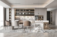 Ensembles d'armoires de cuisine modernes en gros Bois mélaminé Smart Island modulaire de luxe