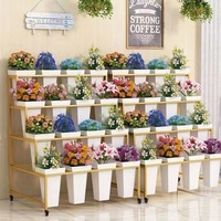Étagère de présentation de fleurs et de plantes vertes pour supermarché Kainice, en métal, à plusieurs niveaux, avec roulettes, pour le stockage de fleurs fraîches