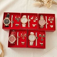 Ensemble cadeau de bijoux pour femme en 5 pièces, bracelet, collier, boucles d'oreilles, bague, or rose, cadeau de la Saint-Valentin, Noël, Nouvel An, boîte cadeau, vente en gros