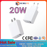 Chargeur portable USB Type C double port 20W incassable pour téléphone et ordinateur portable, vente en gros