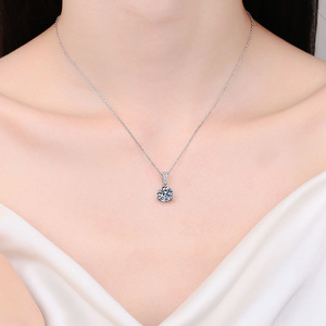 Simple Classic S925 Sterling Silver Necklace for Female Mosan Diamond With 1 <strong>Karat</strong> D Moissanite Three Claw <strong>Gift</strong> for Temperament - Product Image 2