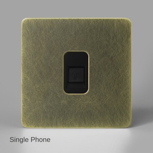 Retro Toggle <b>Light</b> <b>Switch</b> Wall Power Dimmer <b>Switch</b> for <b>Lights</b> Stainless Steel Panel Copper Socket - Product Image 2