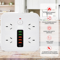 Bloc d'alimentation avec prises CA, ports USB, cordon d'extension de 2 m, protection contre les surtensions, prise ABS, courant nominal pour la maison et le bureau