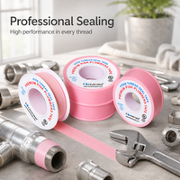 Ruban d'étanchéité en PTFE rose certifié UL, 12 mm x 0,1 mm x 10 m, ruban de plombier haute densité pour applications industrielles et plomberie
