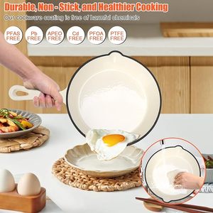 Juegos de utensilios de cocina de color blanco crema de hierro fundido Antiadherente al mejor precio juegos de <span class=keywords><strong>ollas</strong></span> y sartenes de cocina de acero inoxidable al por mayor de fábrica - Product Image 5