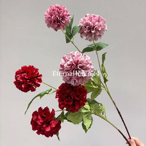 ดอกดาเลียประดิษฐ์แบบยุโรป 3 ก้าน สำหรับตกแต่งงานแต่งงาน สไตล์สวนลับ - Product Image 4