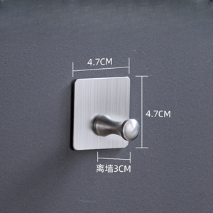 Stainless Steel Self-Adhesive Wall Hooks Minimalist Design Waterproof Nail-Free <b>Bathroom</b> Kitchen <b>Towel</b> Robe Hook Single Hook - Product Image 5