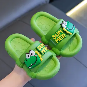 2024 Cute New Summer Kids Cartoon Dinosaur Slippers Waterproof Soft-soled Beach Sandals For Boys And Girls Summer Slippers