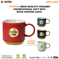 Ensemble de tasses à café en céramique côtelée avec logo personnalisé, vente en gros, avec boîte cadeau de luxe, OEM ODM, cadeau promotionnel d'entreprise