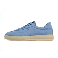 Zapatillas Deportivas Casuales Unisex de Gamuza Azul Claro con Plataforma y Cordones, Cómodas, Antideslizantes y Acolchadas para Caminar