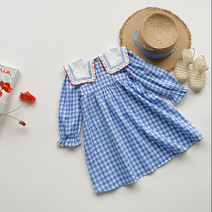 Vestido <span class=keywords><strong>Infantil</strong></span> de Otoño 2025, Estilo Coreano, con Bordado de Cerezas a Cuadros, Manga Abullonada, Manga Larga, Dulce - Product Image 5