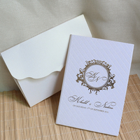 Elegante línea de grabado Tapa dura oro frustrado blanco nacarado papel folleto tarjetas de invitación para boda matrimonio cumpleaños menú