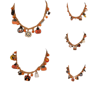 Collar con colgante de planta de Halloween, de aleación, con diamantes de imitación, moderno, para niños, estilo gótico, para festivales, joyería de moda al por mayor - Product Image 1