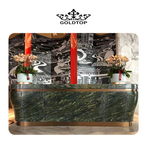 Glodtop Polierte grüne Seide Natur quarz Steinplatte Arbeits platte Quarzit Boden Wandfliesen Esstisch - Product Image 5