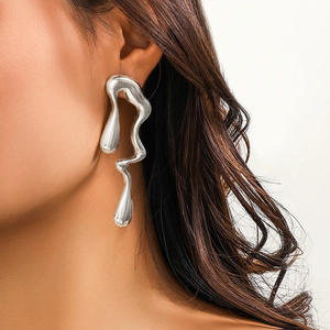 Golden Metal Modern <b>Fashion</b> <b>Drop</b> <b>Earrings</b> For Women Statement Jewelry Accessory - Product Image 5