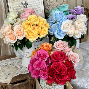 Yixuan Simulated Rose Bouquet 9 Head <b>Silk</b> Flower Wedding Table Decorations - Product Image 1
