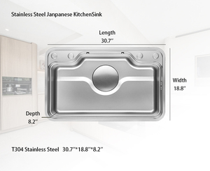 <span class=keywords><strong>Lavello</strong></span> da Cucina in Acciaio Inox 304 di Grande Dimensione, Stile Giapponese, con Finitura Goffrata Antigraffio e Rubinetto, per Uso Domestico - Product Image 3