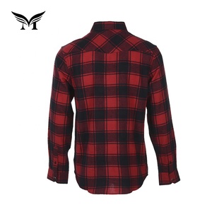 Buena Venta Oem Popular Otoño Manga Completa Rojo Negro Check Flannel Causal Shirt - Product Image 4