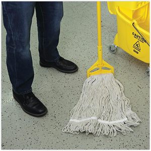 Boardwalk BWK4024CCT Pro Loop Web/Tailband Cotton Wet <b>Mop</b> Head <b>Cleaning</b> Rectangle Triangle Absorbent for Floor Use 12/Carton - Product Image 1