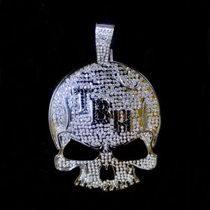 Liontin tengkorak penuh berlian dengan rantai 15MM Tautan Kuba besar huruf TBH paduan seng pola kupu-kupu untuk ulang tahun - Product Image 5