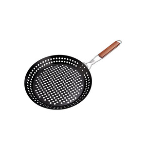 Poêle à griller ronde en bois creux pour barbecue extérieur, idéale pour les légumes et la viande, portable - Product Image 6