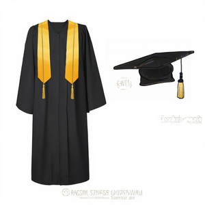 Ensemble de toge de remise de diplôme mat unisexe pour adultes 2025, avec toque, pompon, étole et cordon d'honneur - Articles d'uniforme scolaire en gros - Product Image 3