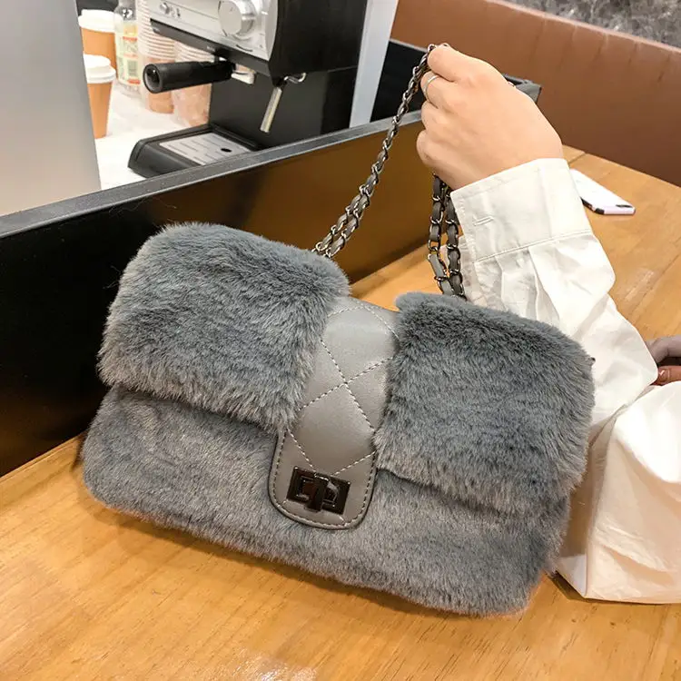 Modern Ins Womens Hand Bags Soft Borse Donna Tracolla Hot Selling 2023 Winter Plush Handbags