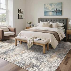 พรมปูพื้นลายนามธรรมทันสมัย ขนาด 8x10 ฟุต ซักได้ กันลื่น เนื้อนุ่ม สำหรับห้องนั่งเล่น ห้องนอนขนาดใหญ่ ตกแต่งบ้าน <span class=keywords><strong>สี</strong></span><span class=keywords><strong>เบ</strong></span>จน้ำตาลอุ่น - Product Image 1