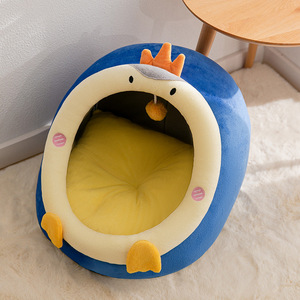 Großhandel Luxus Haustier Katzen bett mit weich klappbaren Höhle Hausform schönes Druck zubehör - Product Image 3