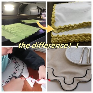 Modern Embroidered <strong>Napkins</strong> Bird Cocktail <strong>Scallop</strong> Bulk Custom White <strong>Linen</strong> Table Dinner Cocktail <strong>Linens</strong> for Weddings - Product Image 5