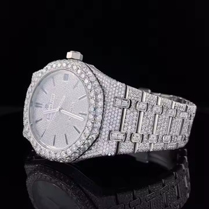 Reloj Clásico de Cuarzo para Hombre con Detalles de Diamantes Moissanite, Caja de Aleación de 5 mm de Grosor, Brazalete de Acero Inoxidable - Product Image 3