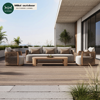 Moderne Luxus-Teakholz-Gartenmöbel, Terrassenmöbel-Set, Umweltfreundliche Langlebige Hotel-Villa Seil-Outdoor-Sofa-Garnitur