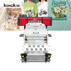 Kongkim automatic 4 i3200 printheads dtf 60cm printing machine powder shaker dryer all in one 70cm dtf t-shirts printer