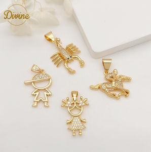 Charmes en gros, zircon, personnalisé, <span class=keywords><strong>petit</strong></span> garçon, petite fille, animal, pendentif, plaqué or 14 carats, charmes pour enfants - Product Image 4