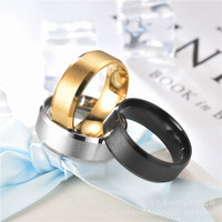 Bague Hip Hop en Acier Titane Épais pour Homme avec Logo Personnalisé de 8MM Largeur Bord Plat Bagues Bijoux en Acier Inoxydable pour Hommes