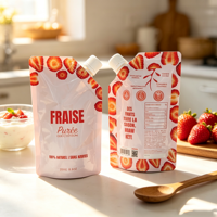 Sachets Doypack personnalisables en gros de 150 ml, 200 ml, 300 ml, de qualité alimentaire, pour jus, sachets à bec verseur pour aliments pour bébés, sachets souples pour purée