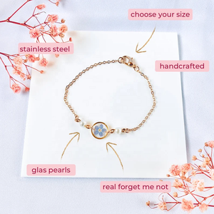 New Design Forget <strong>Me</strong> Not Pressed Dried Flower Epoxy Resin Bracelet with Pearls Valentine's Day Gift - Product Image 3