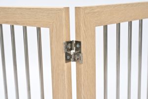 Clôture pour animaux de compagnie en MDF beige avec barres en acier inoxydable, barrière rectangulaire moderne pour <span class=keywords><strong>chat</strong></span> et chien, 160x57cm - Product Image 5