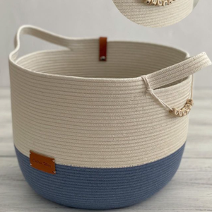 Proprio pane all'ingrosso grande cesto intrecciato a mano bianco <span class=keywords><strong>grigio</strong></span> cesto rotondo in corda di cotone per riporre la biancheria - Product Image 5