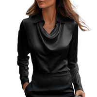 Chemise à col en V pour femmes automne élégant rétro décontracté avec chemisier en tissu respirant en polyester à imprimé floral