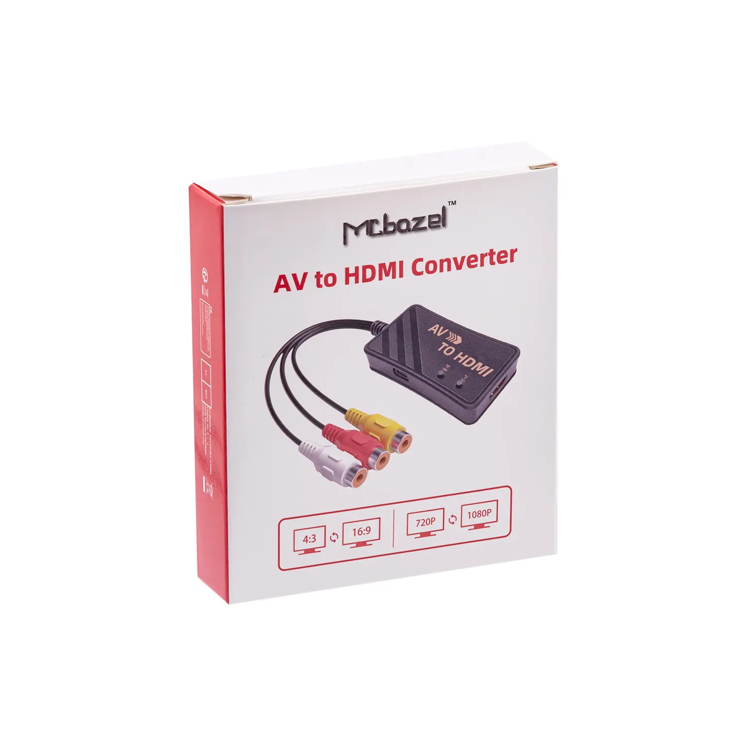 Adaptador conversor de sinal multifuncional HD para AV, suporte para proporção de tela 4:3/16:9, comutação compatível com resolução de 480p/720p