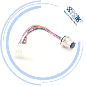 M12 Panel Recipiënt Connector Draad Harnas 3pin 4pin 5pin 6pin 8pin Vrouwelijke Mannelijke Afgeschermde Waterdichte Connector Voor Automatisering