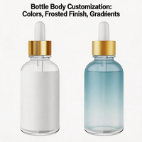 Flacon compte-gouttes rond en verre ambré pour soins de la peau, soins personnels, huiles essentielles pour cheveux, avec logo personnalisé, 10 ml, 20 ml, 30 ml, 50 ml, 100 ml, 150 ml, 200 ml